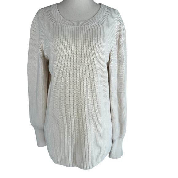 Banana Republic Knit Sweater Womens Med Cream Fall Business Attire Grandpacore - Picture 1 of 9
